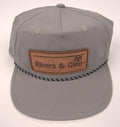 R&G Rope Hat Grey Rectangle Logo Rivers and Glen Trading Co. Hats Grey/Leather Rectangle Patch/256 Headwear Rivers and Glen Trading Co