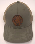 R&G Trucker Hat Olive/Khaki Leather Patch 112 Rivers and Glen Trading Co. Hats Olive/Khaki/112OC Headwear Rivers and Glen Trading Co