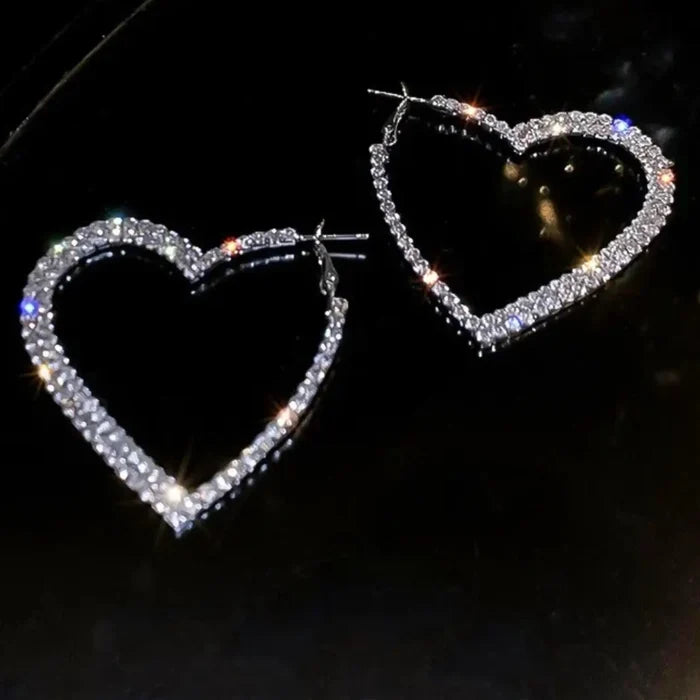 Rhinestone Open Heart Statement Earrings