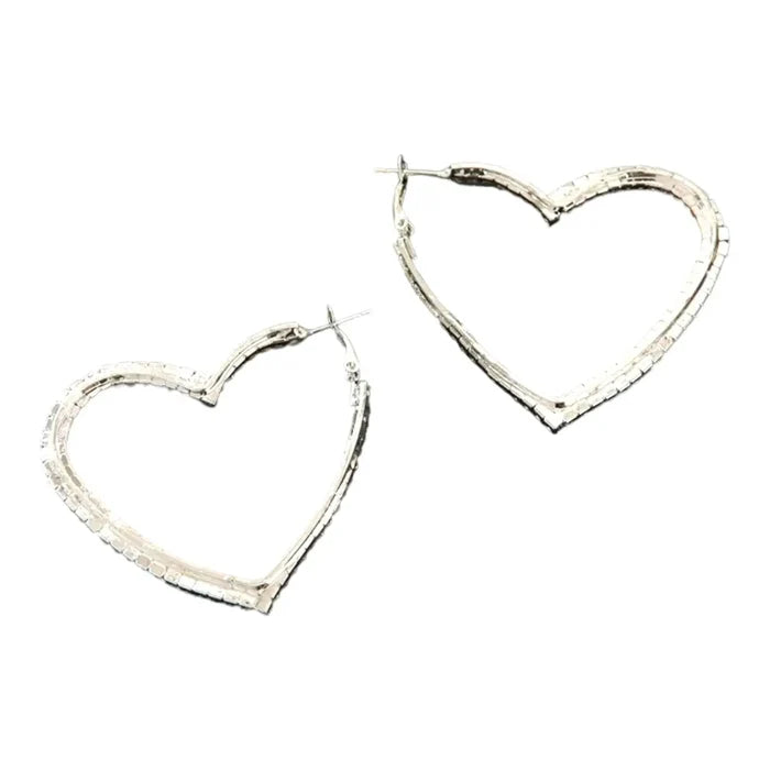 Rhinestone Open Heart Statement Earrings