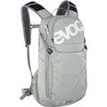 Gray backpack with 'evoc' branding on a white background