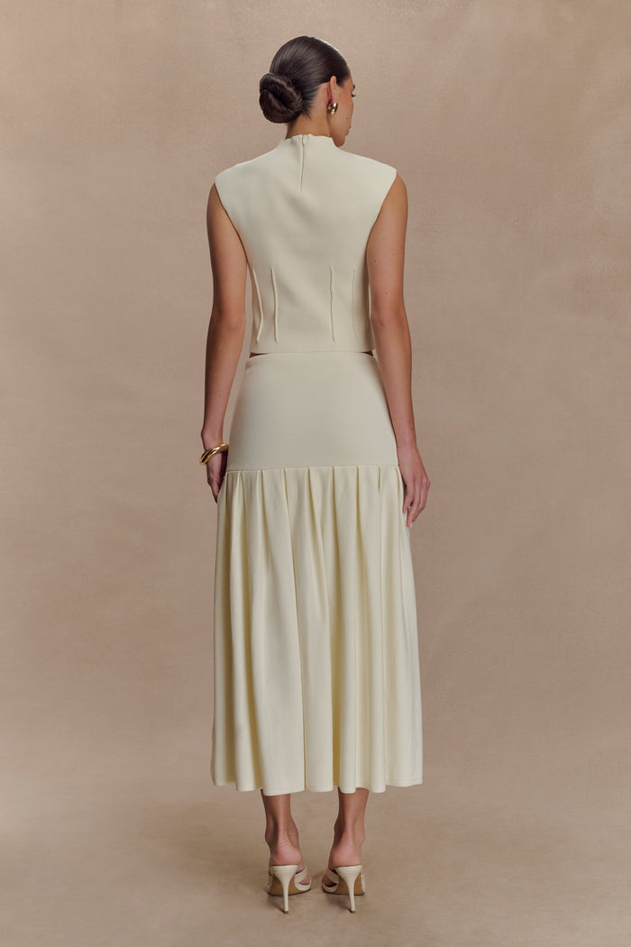 Romaine Bandage Knit Midi Skirt - Ivory