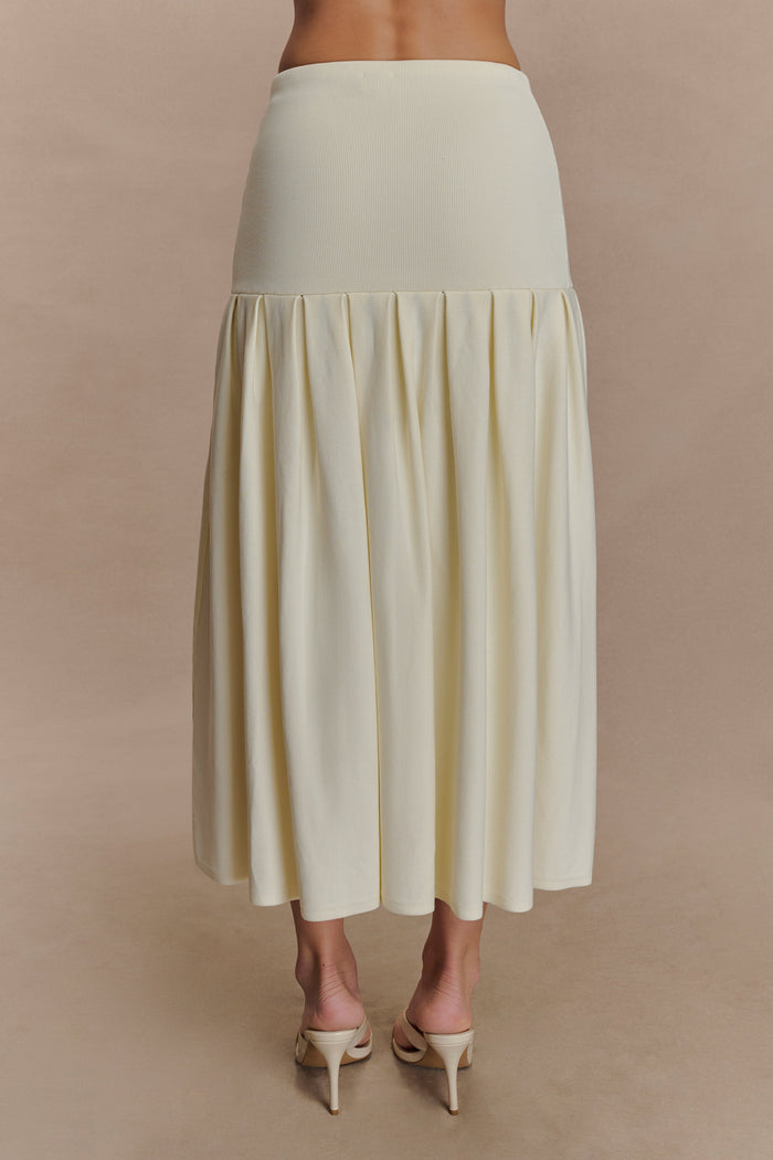 Romaine Bandage Knit Midi Skirt - Ivory