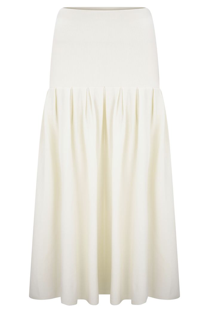 Romaine Bandage Knit Midi Skirt - Ivory