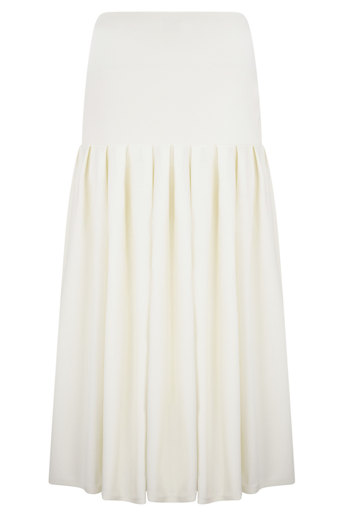 Romaine Bandage Knit Midi Skirt - Ivory