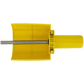 Yellow tool with a metallic rod on a white background