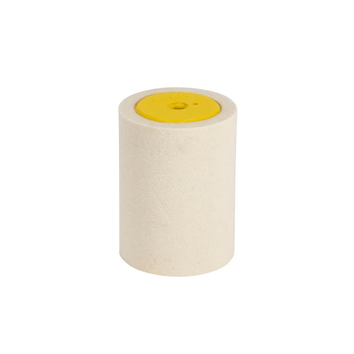 Cylindrical object with a yellow center on a white background