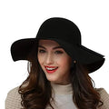 round crown wide brim floppy hat with bow band in tan black brown or burgundy red cotton polyester blend boho, indie, hippie retro year round headwear
