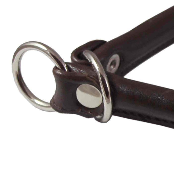 Round Genuine Rolled Leather Choke Dog Collar 19" Long Brown