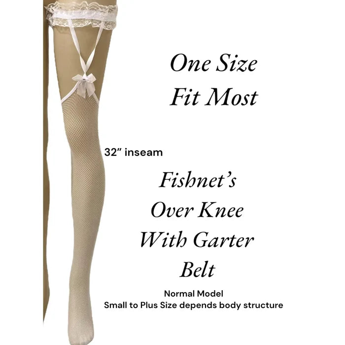 Thigh High Fishnet Frill Garter Stocking Socks