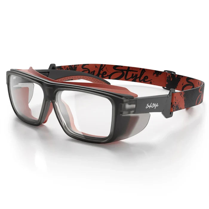 SafeStyle Converts Matte Graphite/Red Frame Clear Lens