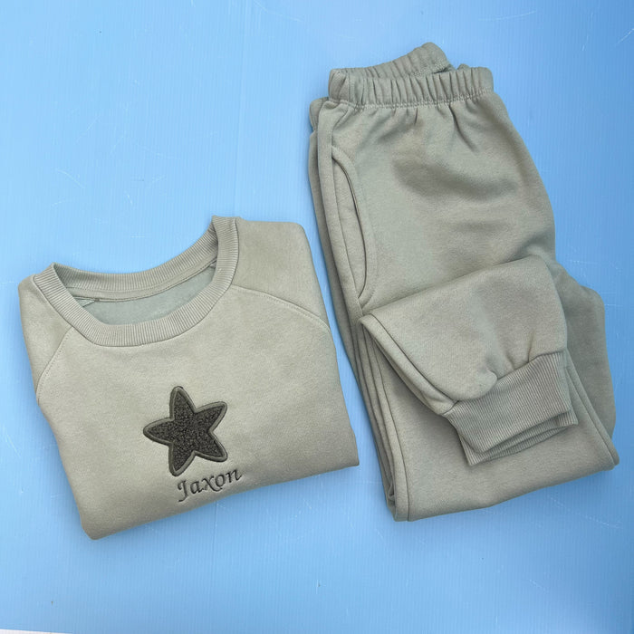 Sage Tracksuit with Teddy Heart/Star