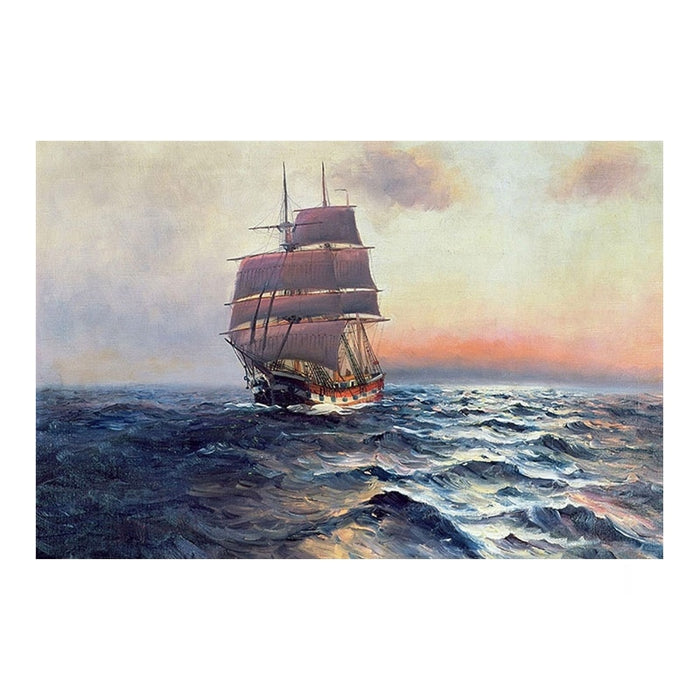 Sailing Ship At Sea Wave Seascape Wall Art Canvas Print - BlueArtDecor