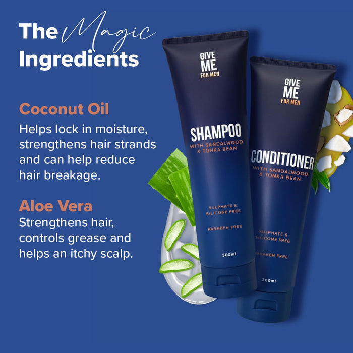 Sandalwood & Tonka Bean - Shampoo & Conditioner For Men (Worth £13.98) - Give Me Cosmetics