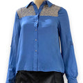 Sassy Blue Button Down Shirt - Wild Time Fashion