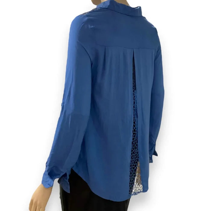 Sassy Blue Button Down Shirt - Wild Time Fashion