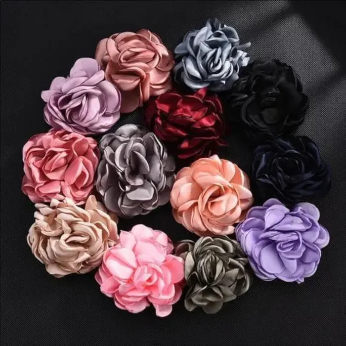 Satin Floral Brooch Hair Clips - Brooches & Lapel Pins