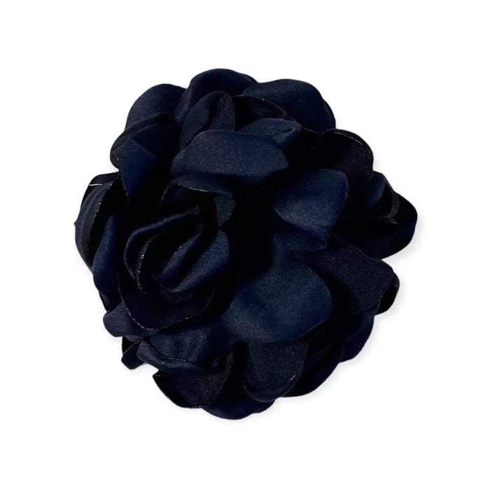 Satin Floral Brooch Hair Clips - Navy / handmade / Female - Brooches & Lapel Pins
