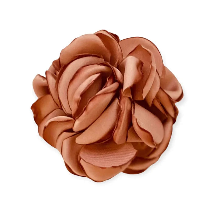 Satin Floral Brooch Hair Clips - Dusty Orange / handmade / Female - Brooches & Lapel Pins