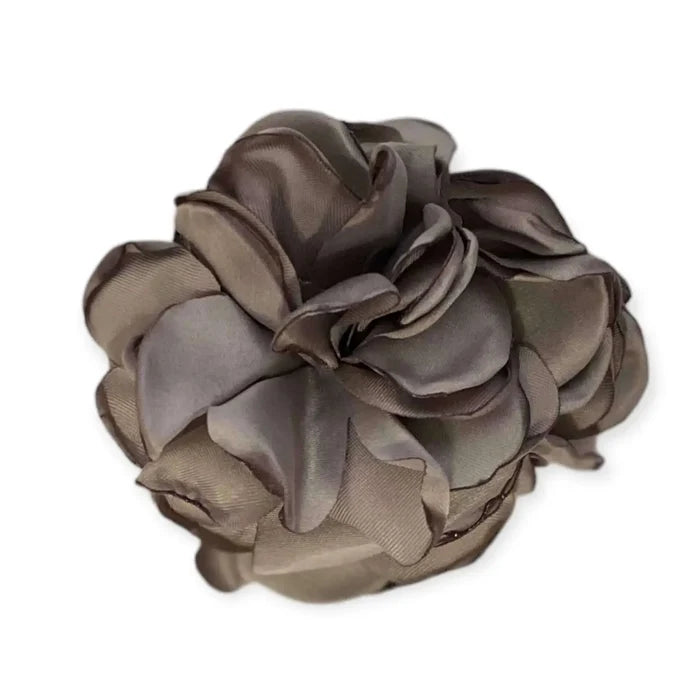 Satin Floral Brooch Hair Clips - Gray / handmade / Female - Brooches & Lapel Pins