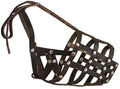 Secure Genuine Leather Mesh Dog Basket Muzzle - German Shepherd Male (Circumf 13", Snout Length 5")