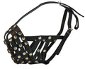 Secure Leather Mesh Basket Dog Muzzle - Boxer, English Bulldog (Circumference 14", Snout Length 3")