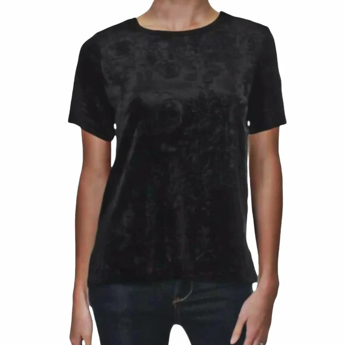 Women’s Black Velvet rose Top Size Large   Wild Time Fashion