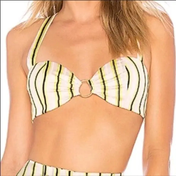 Straps Striped Bralette Crop Top House of Harlow 1960 Medium - Wild Time Fashion