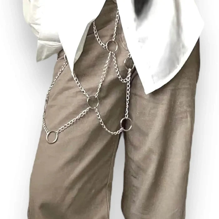 black adjustable belt Silver Chain Waist Harness Belt women's one size