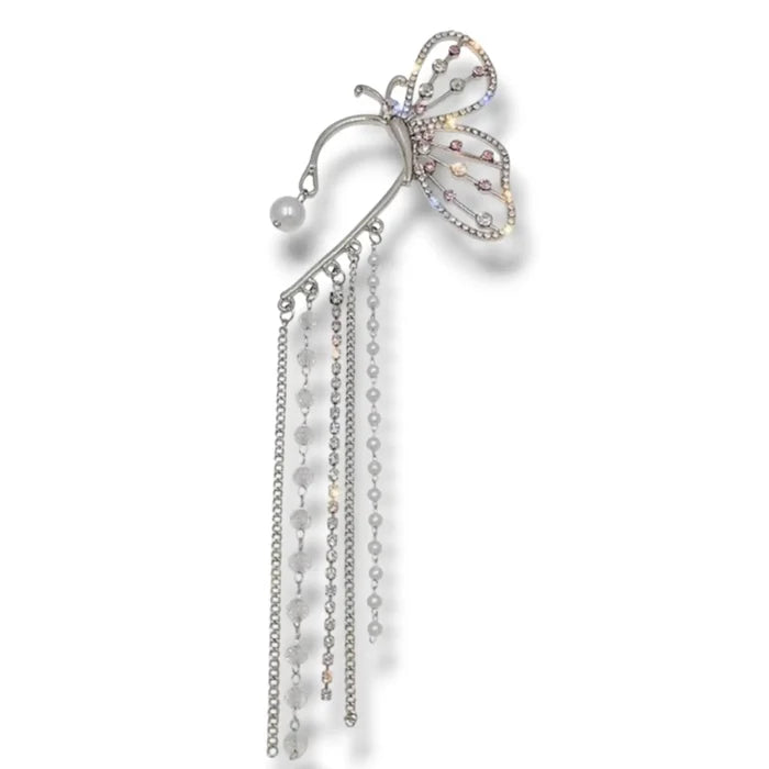 Silver Crystal Butterfly Wing Ear Cuffs set / women's/ one size