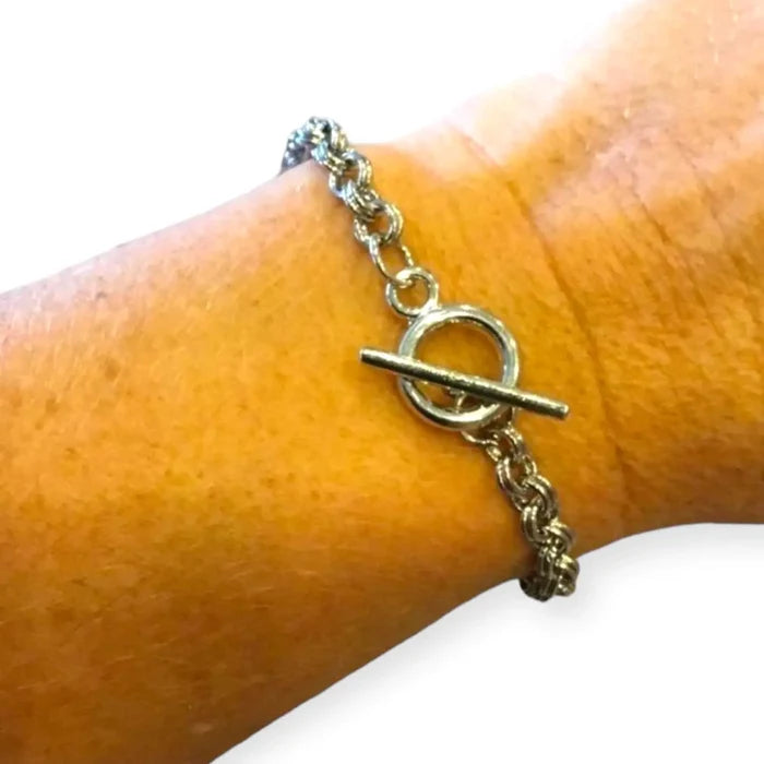 Silver Double Linked Toggle Bracelet - Wild Time Fashion