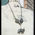 Women's Silver Elephant Animal Print Beads Necklace - FREE SHIPPING USA - Wild Time Fashion