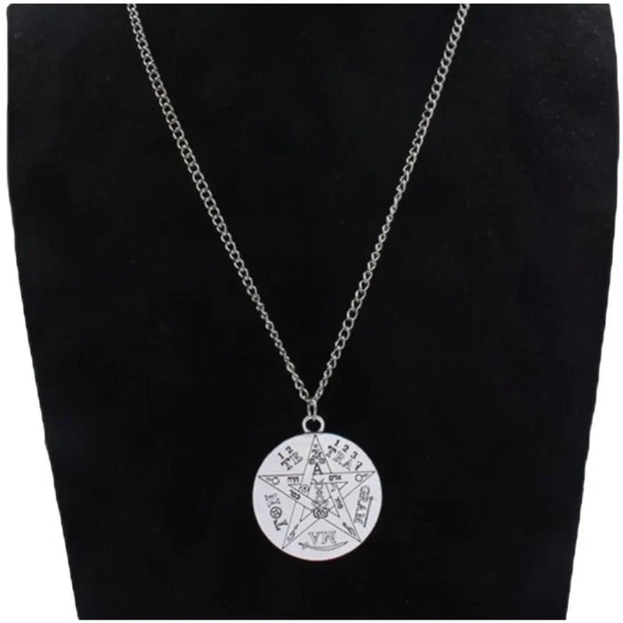 Silver Engraved Round Pendant Necklace