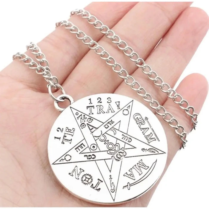 Silver Engraved Round Pendant Necklace