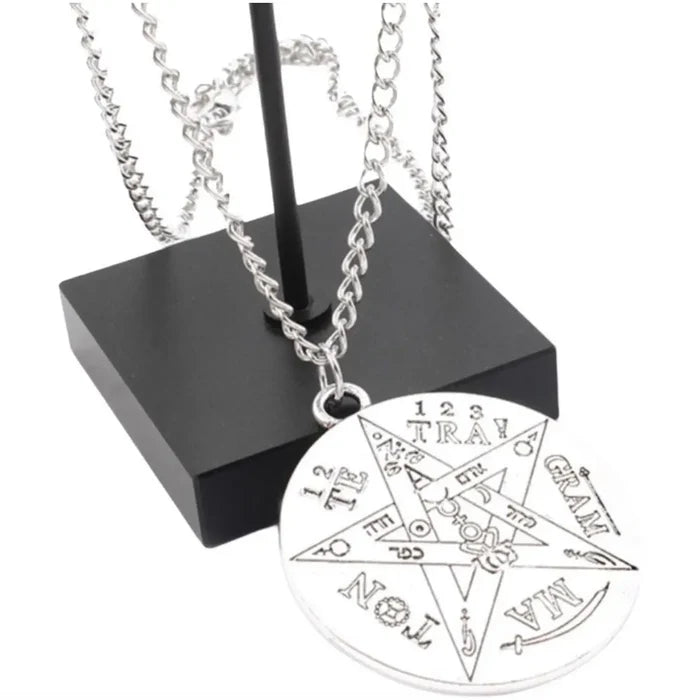 Silver Engraved Round Pendant Necklace