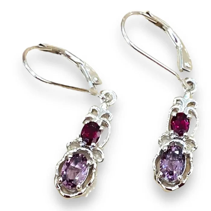 Silver Gemstone Drop Earrings