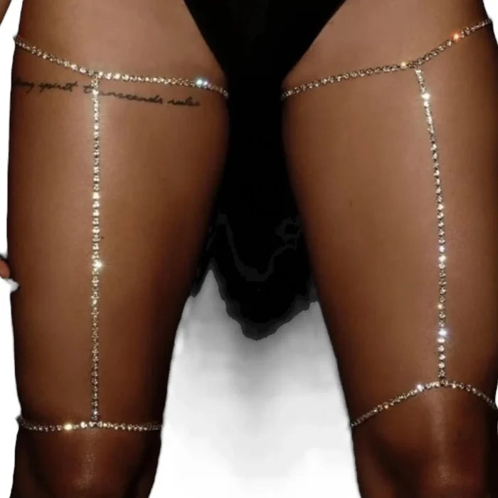 Women's Silver White Crystal Leg Chain: Adjustable Lobster Clasp Closure for Summer Fun and Club Attire - One Size - Wild Time Fashion