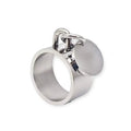 Silver Wide Band Dangle Coin Charm Ring