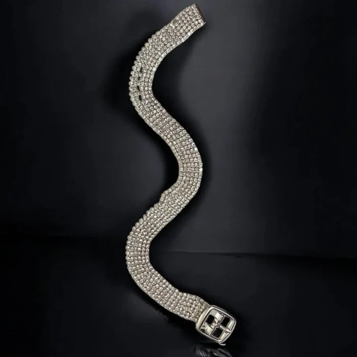 Silver Sparkle Rhinestone Buckle Anklet Adjustable to fit 8-9"