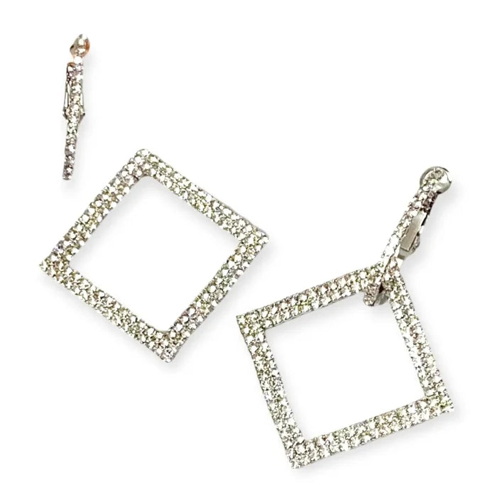 Silver Square Hoop Earrings - Wild Time Fashion