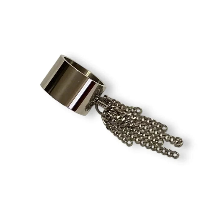 Silver Chain Tassel Statement Ring