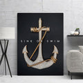 Sink Or Swim Letter With Anchor Wall Art Canvas Print - BlueArtDecor