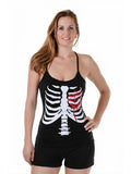 Skeleton Printed Halloween Vest Top - thefancydress.co.uk