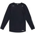 Black long-sleeve shirt with brand logos on a white background