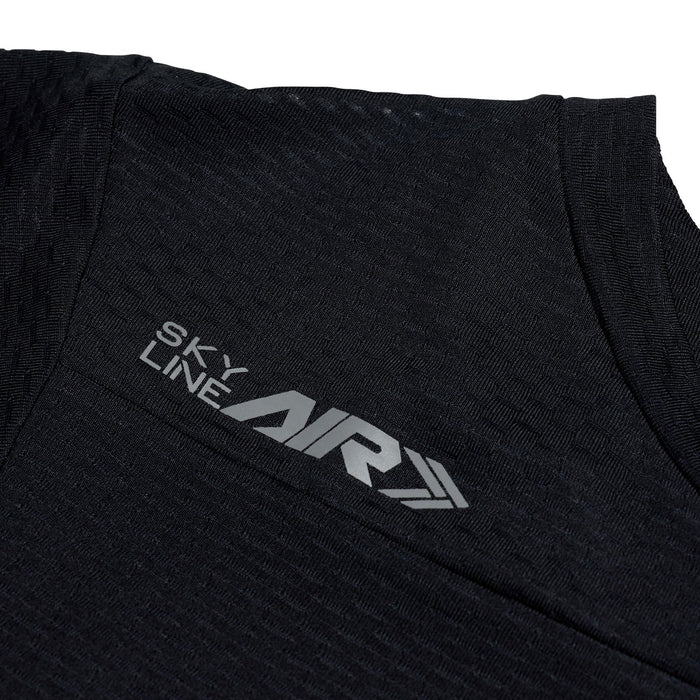 Black athletic shirt with 'Sky Line Air' logo on a white background