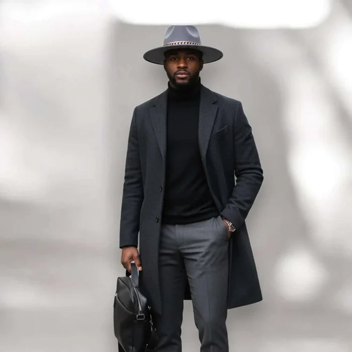 Sleek Wide Brim Fedora Hat with removable gold black lace chain / light gray / medium