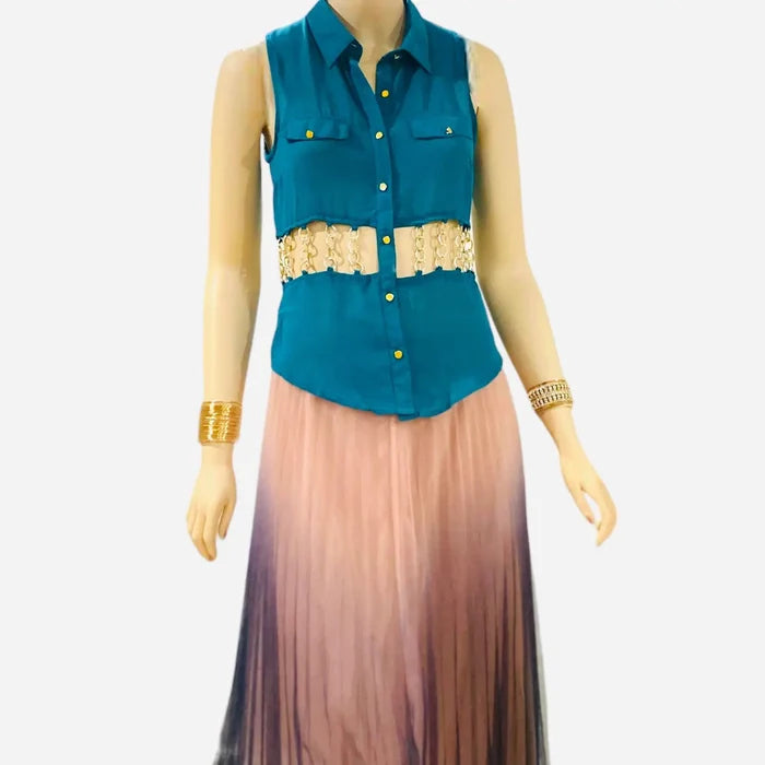 Sleeveless Cut Out Chain Waist Top