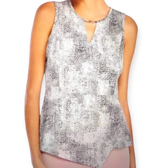 Sleeveless Reptile Envelope Hemline Blouse - Wild Time Fashion