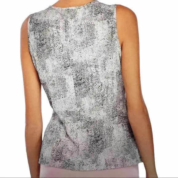 Sleeveless Reptile Envelope Hemline Blouse - Wild Time Fashion