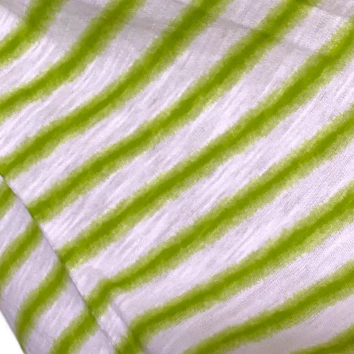 breathable cotton neon green and white striped sleeveless top